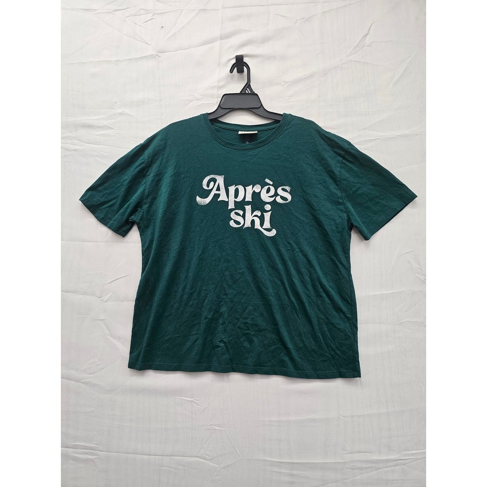 Universal Thread Womens Apres Ski Graphic‎ T-Shirt Dark Green Large 54X9W7